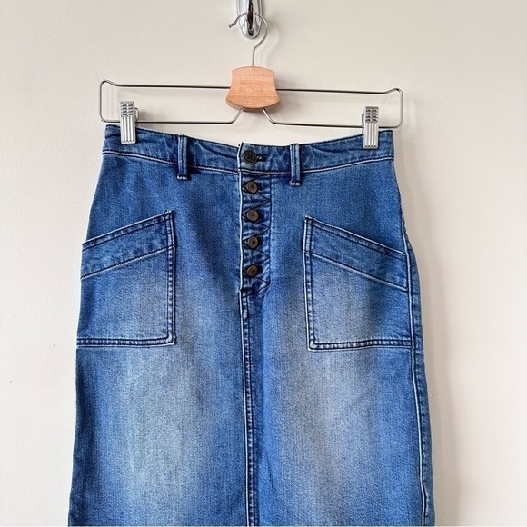 ANTHROPOLOGIE-PILCRO & Letterpress Double Pocket Denim Skirt (Size:0) - Picture 4 of 8